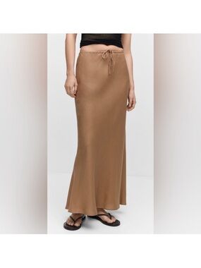 Mango Tan Drawstring Maxi Skirt